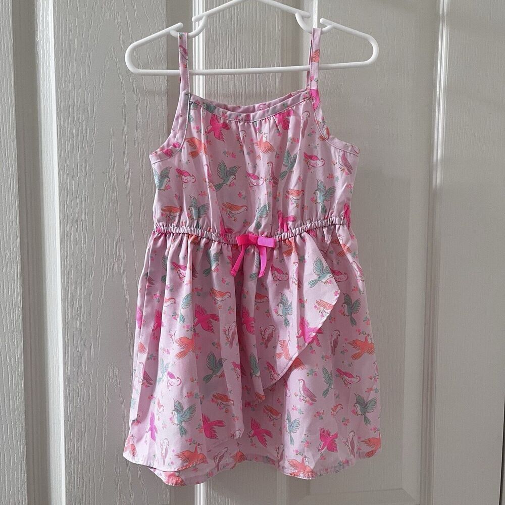Cherokee Pink Bird Faux Wrap Dress Girls Size 3T